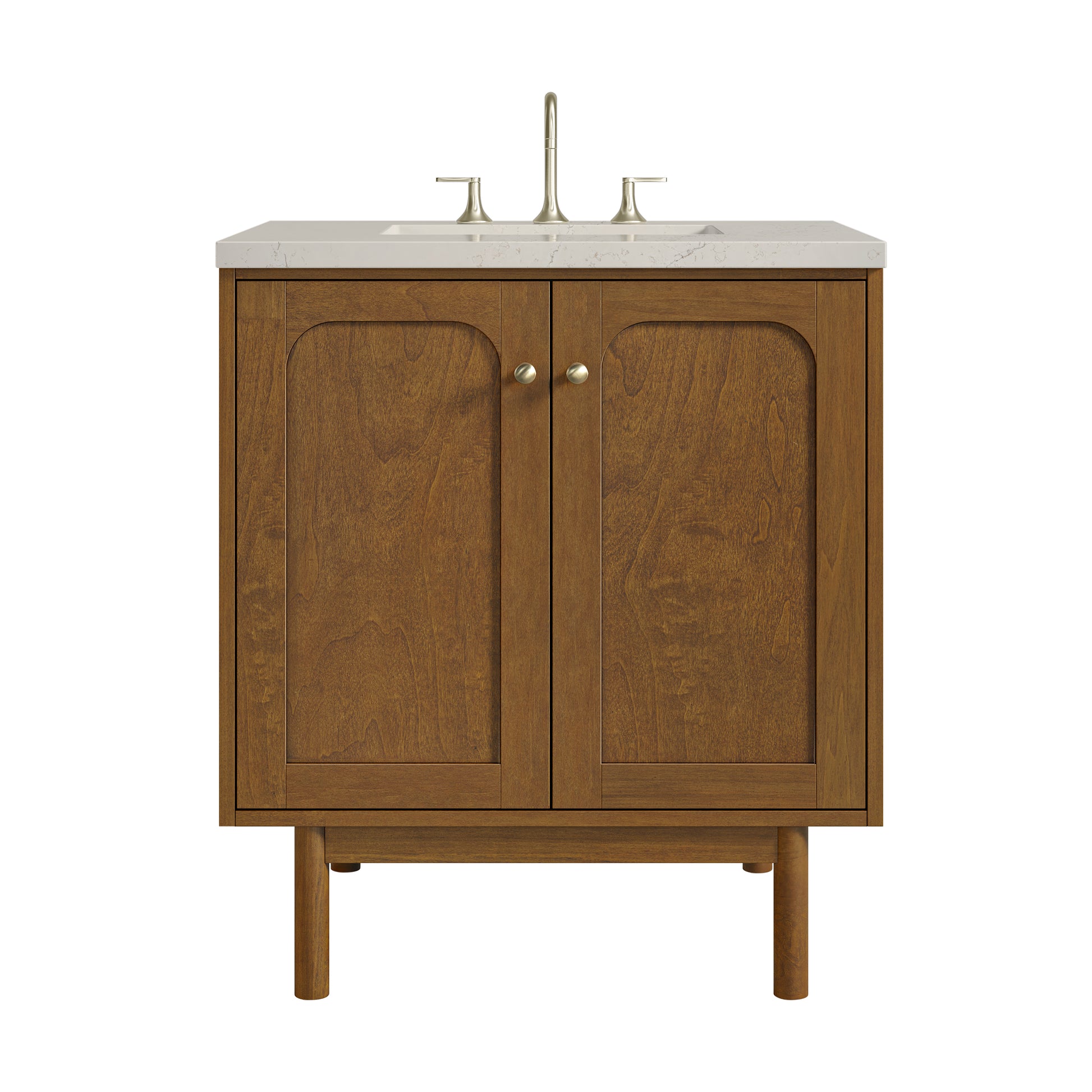 Renovate for Less Atlanta Laurent 30" Single Vanity, Honey Oak w/ 3 CM Siberian Silestone Top
