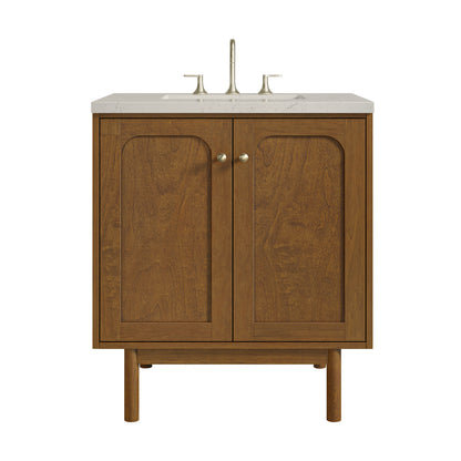 Renovate for Less Atlanta Laurent 30" Single Vanity, Honey Oak w/ 3 CM Siberian Silestone Top