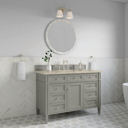 Renovate for Less Atlanta Brittany 48" Single Vanity, Urban Gray, w/ 3 CM Tajnar Eclos Top w/FreePower Wireless Charger