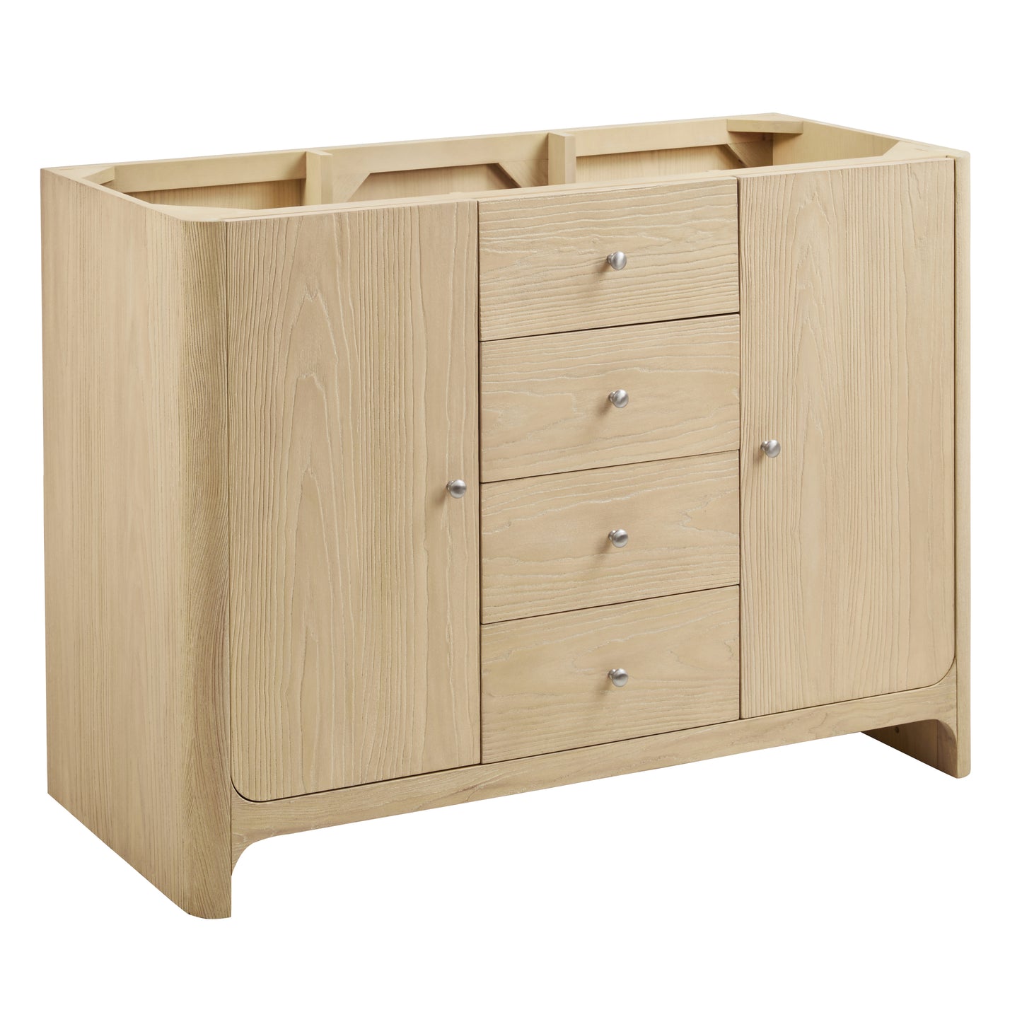 Renovate for Less Atlanta Gracyn 48" Single Vanity, Coastal Driftwood, w/ 3 CM White Zeus Quartz Top
