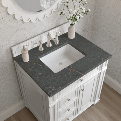 Renovate for Less Atlanta Bristol 30" Single Vanity, Bright White w/ 3 CM Parisien Bleu Silestone Top