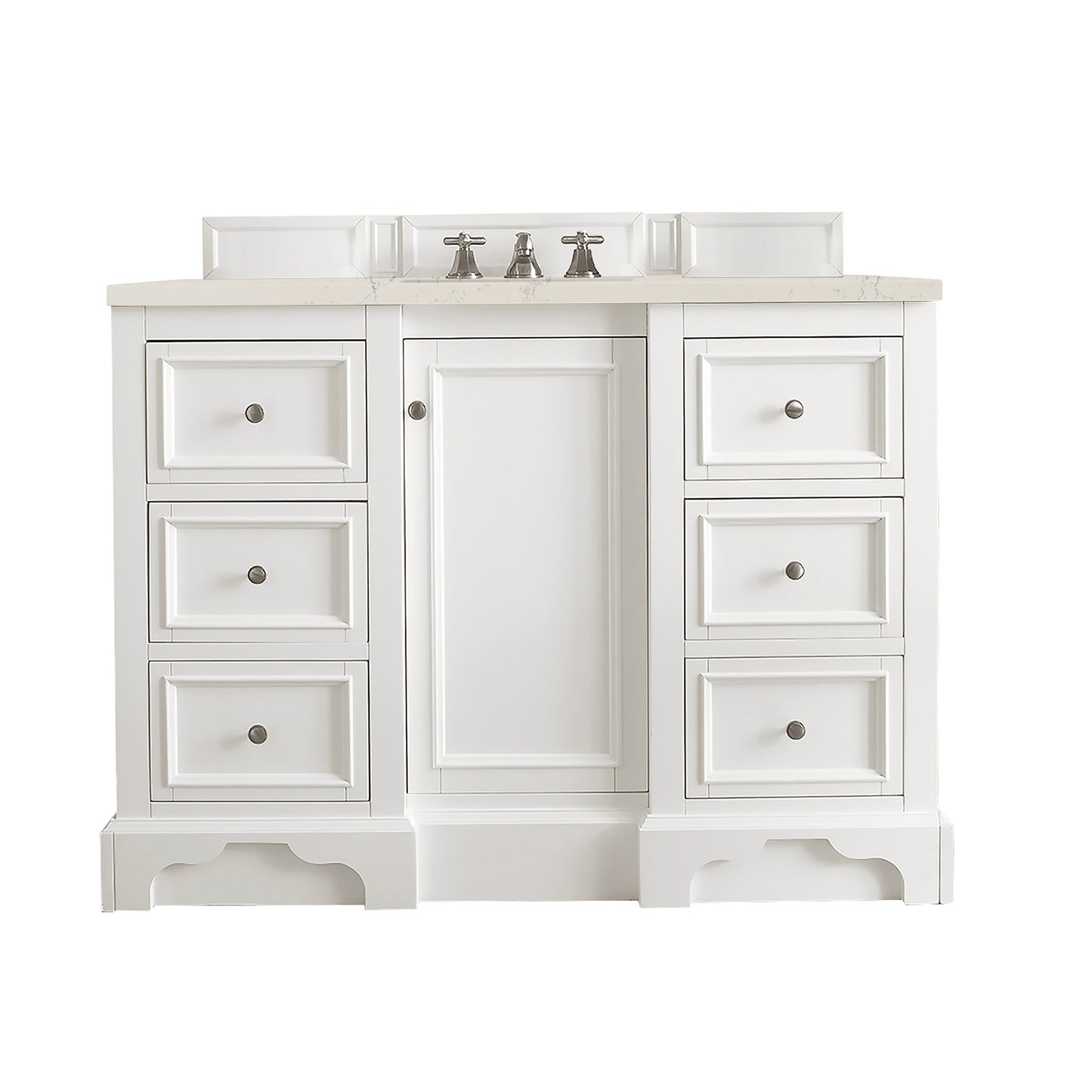 Renovate for Less Atlanta De Soto 48" Single Vanity, Bright White, w/ 3 CM Siberian Silestone Top