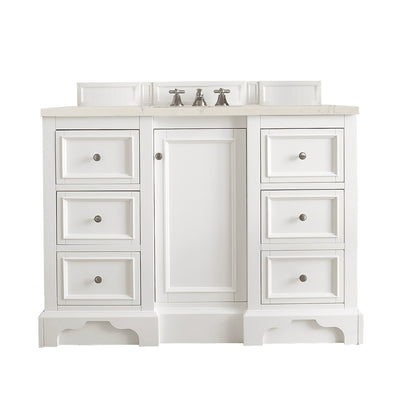 Renovate for Less Atlanta De Soto 48" Single Vanity, Bright White, w/ 3 CM Siberian Silestone Top