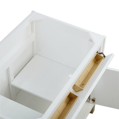 Renovate for Less Atlanta Chicago 36" Single Vanity, Glossy White, w/ 3 CM Carrara Marble Top