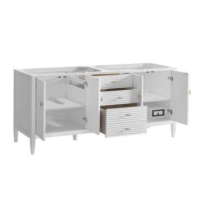 Renovate for Less Atlanta Myrrin 72" Double Vanity, Bright White w/ 3 CM White Zeus Silestone Top