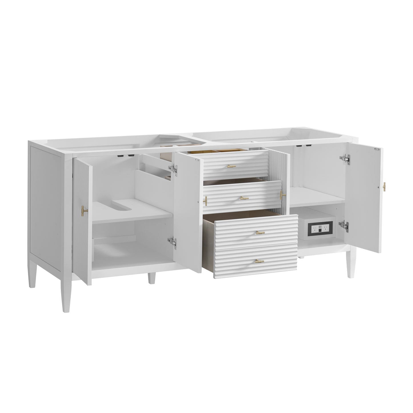 Renovate for Less Atlanta Myrrin 72" Double Vanity, Bright White w/ 3 CM Ethereal Noctis Silestone Top