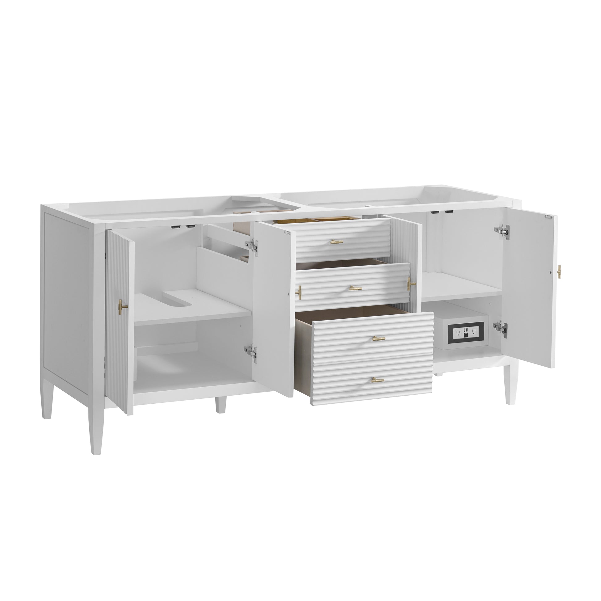 Renovate for Less Atlanta Myrrin 72" Double Vanity, Bright White w/ 3 CM Parisien Bleu Silestone Top