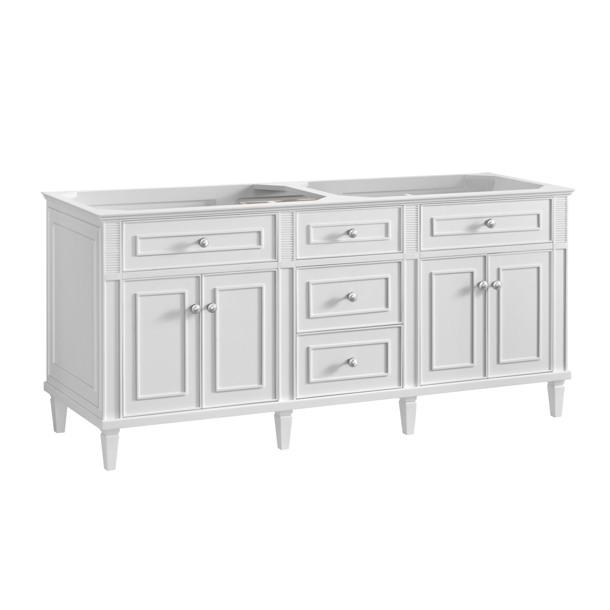 Renovate for Less Atlanta Lorelai 72" Double Vanity, Bright White w/ 3 CM White Zeus Silestone Top