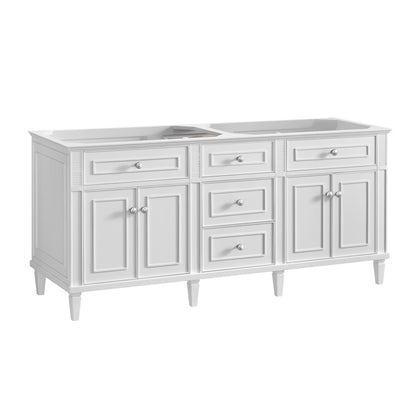 Renovate for Less Atlanta Lorelai 72" Double Vanity, Bright White w/ 3 CM White Zeus Silestone Top