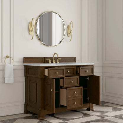 Brookfield 48" Single Vanity, Honey Oak w/ 3 CM Ethereal Noctis Silestone Top