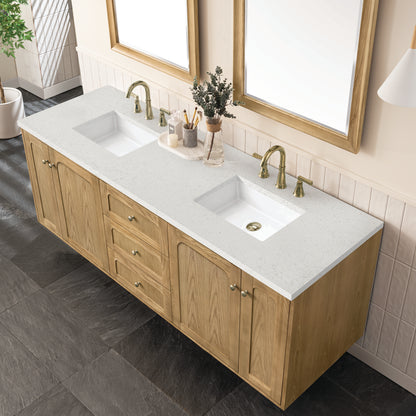 Renovate for Less Atlanta Laurent 72" Double Vanity, Light Natural Oak w/ 3 CM Lime Delight Top