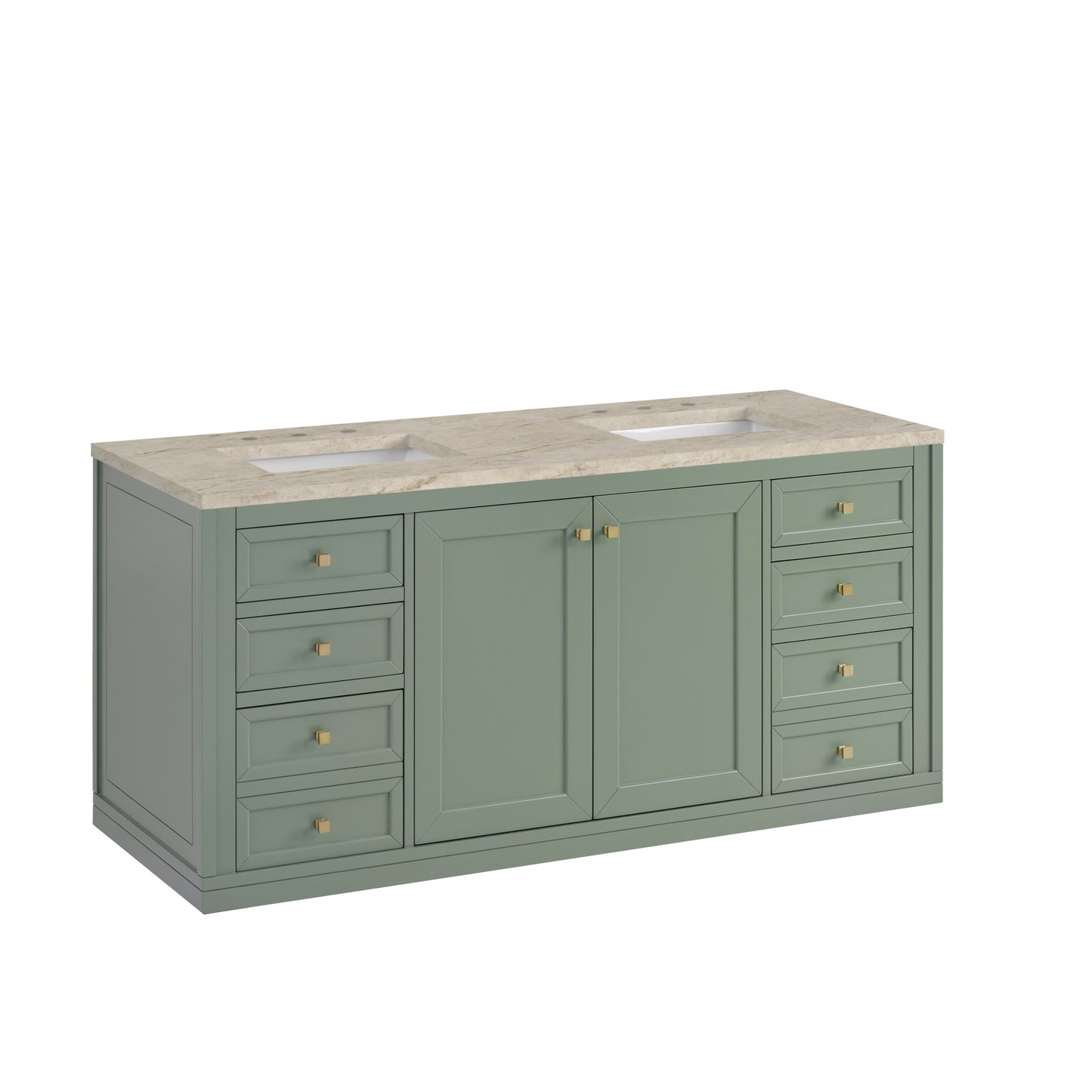Renovate for Less Atlanta Chicago 60" Double Vanity, Smokey Celadon, w/ 3 CM Tajnar Eclos Top