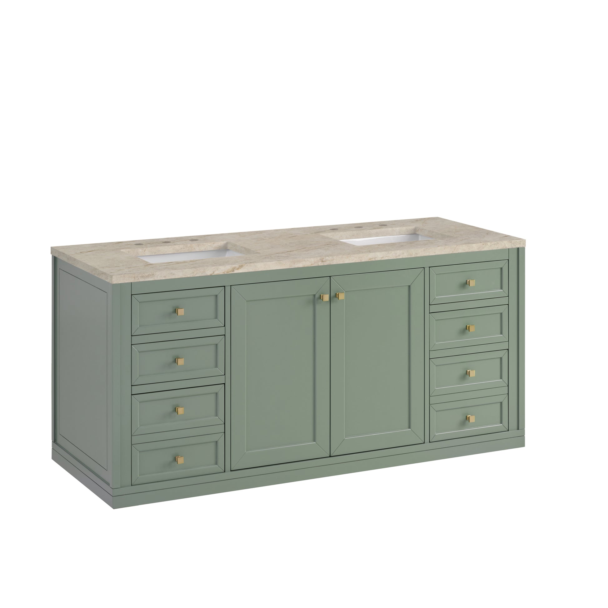 Renovate for Less Atlanta Chicago 60" Double Vanity, Smokey Celadon, w/ 3 CM Tajnar Eclos Top
