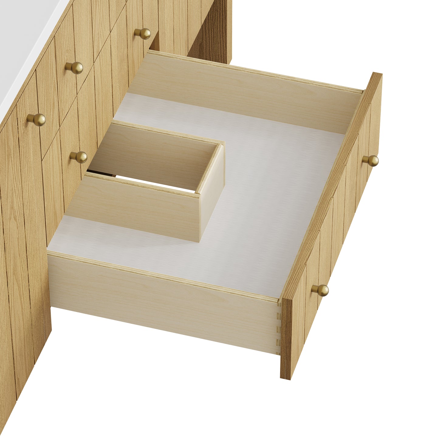 Renovate for Less Atlanta Hudson 60" Single Vanity, Light Natural Oak w/ 3 CM Victorian Silver Top