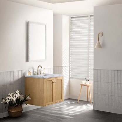 Renovate for Less Atlanta Laurent 30" Single Vanity, Light Natural Oak w/ 3 CM Carrara Marble Top