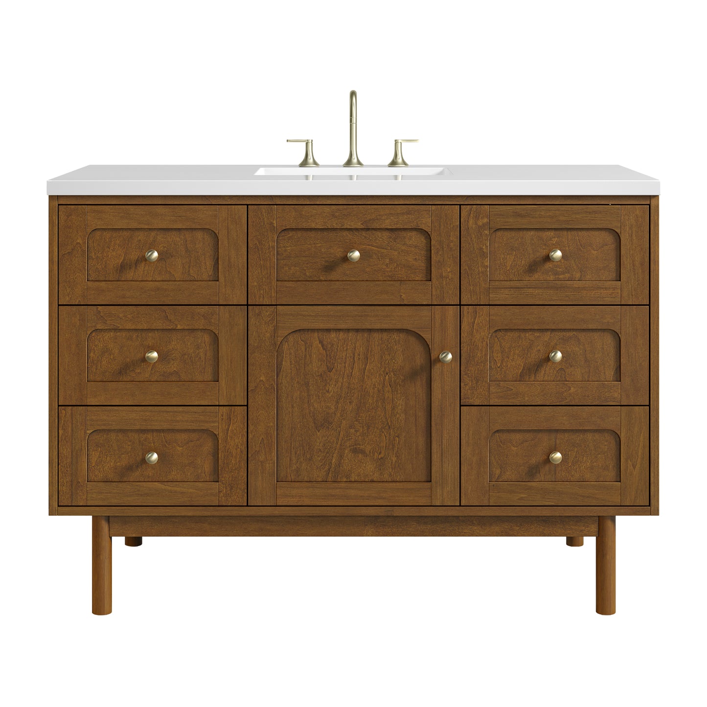 Renovate for Less Atlanta Laurent 48" Single Vanity, Honey Oak w/ 3 CM White Zeus Silestone Top