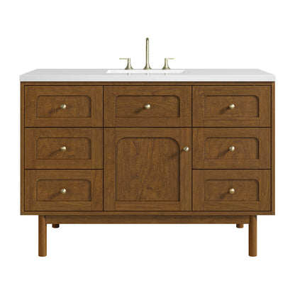 Laurent 48" Single Vanity, Honey Oak w/ 3 CM White Zeus Silestone Top