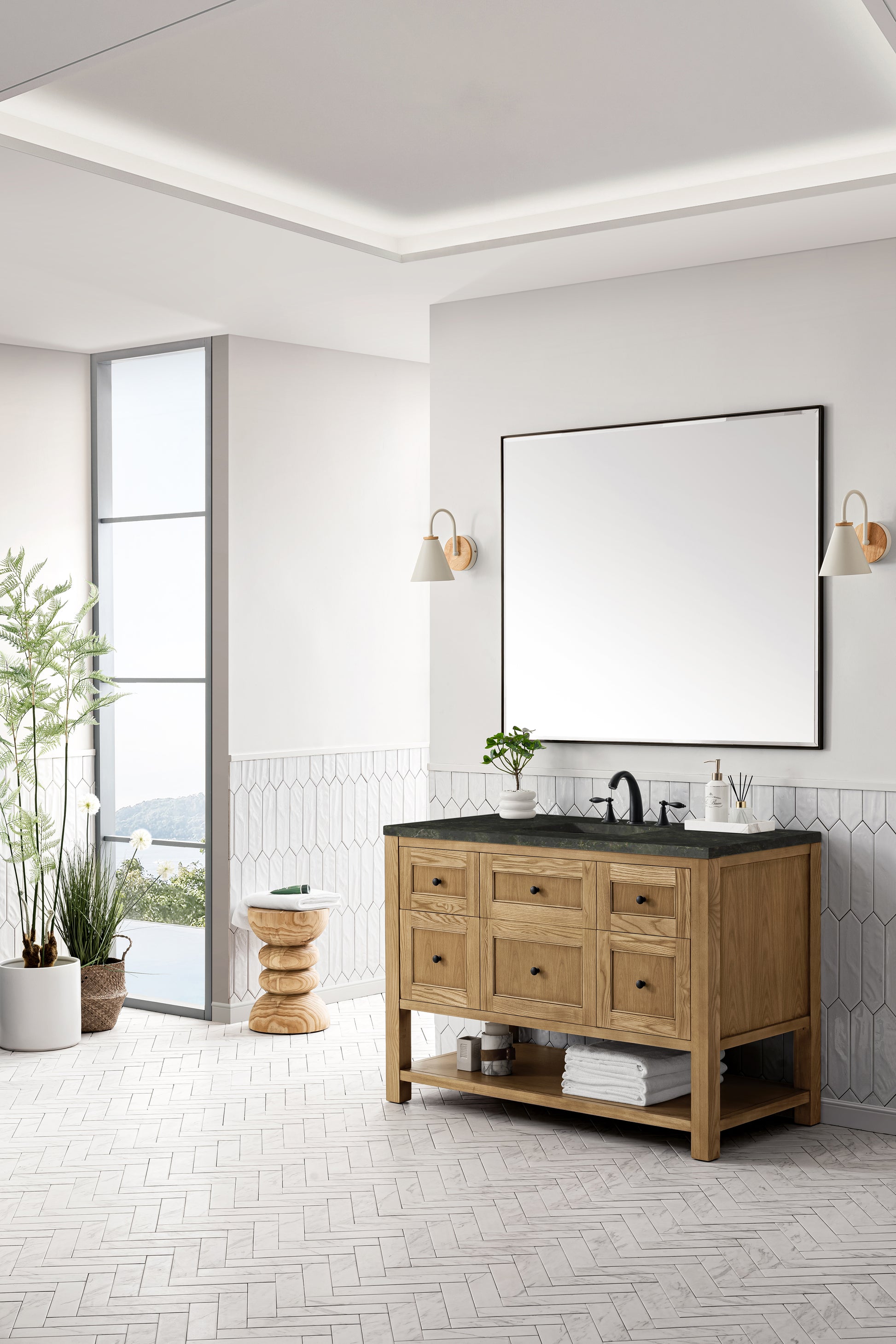 Renovate for Less Atlanta Breckenridge 48" Single Vanity, Light Natural Oak, w/ 3 CM Phantome Eclos Top