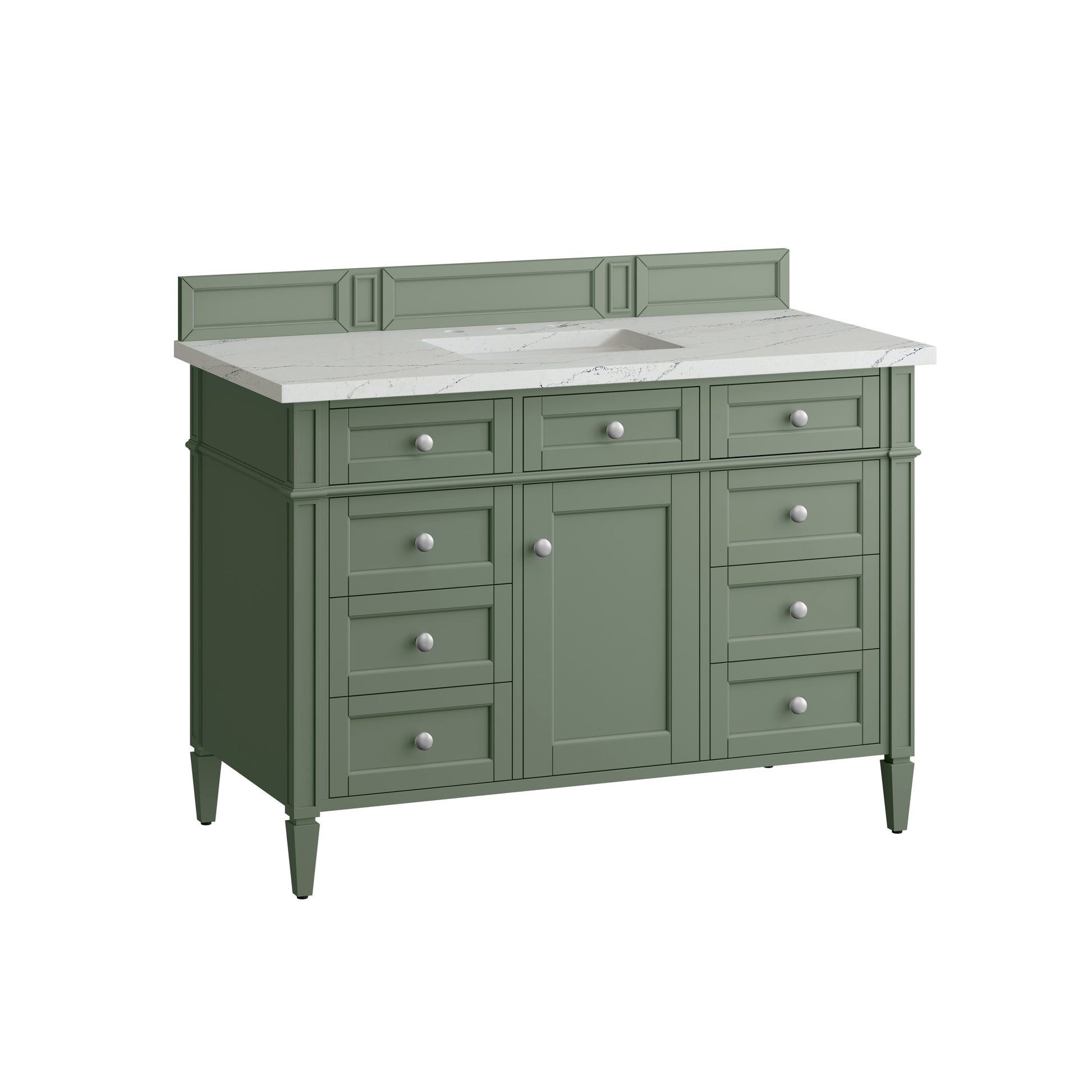 Renovate for Less Atlanta Brittany 48" Single Vanity, Smokey Celadon w/ 3 CM Ethereal Noctis Top