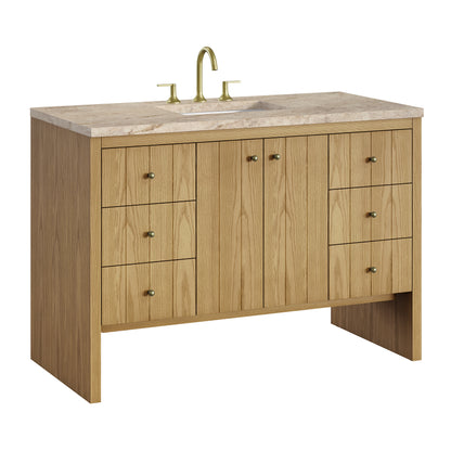 Renovate for Less Atlanta Hudson 48" Single Vanity, Light Natural Oak, w/ 3 CM Tajnar Eclos Top