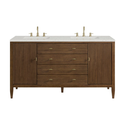 Myrrin 60" Double Vanity, Mid Century Walnut w/ 3 CM Lime Delight Silestone Top