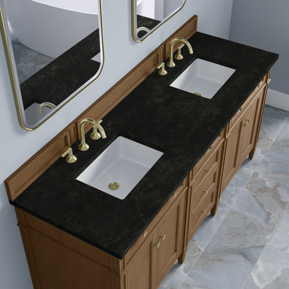 Renovate for Less Atlanta Brittany 72" Double Vanity, Pecan w/ 3 CM Phantome Eclos Top