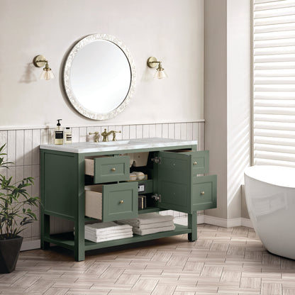 Renovate for Less Atlanta Breckenridge 48" Single Vanity, Smokey Celadon w/ 3 CM Victorian Silver Top
