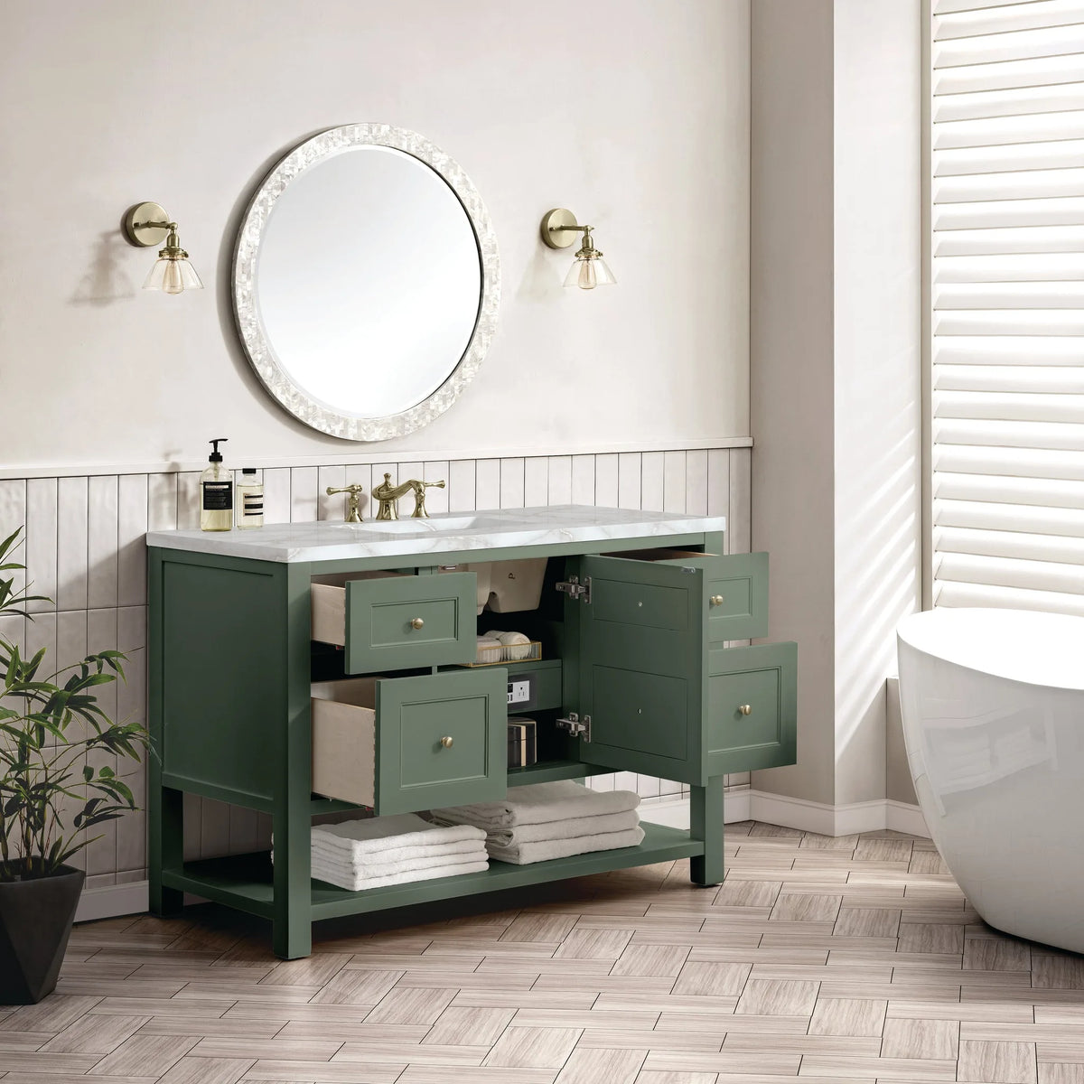 Breckenridge 48" Single Vanity, Smokey Celadon w/ 3 CM Victorian Silver Top