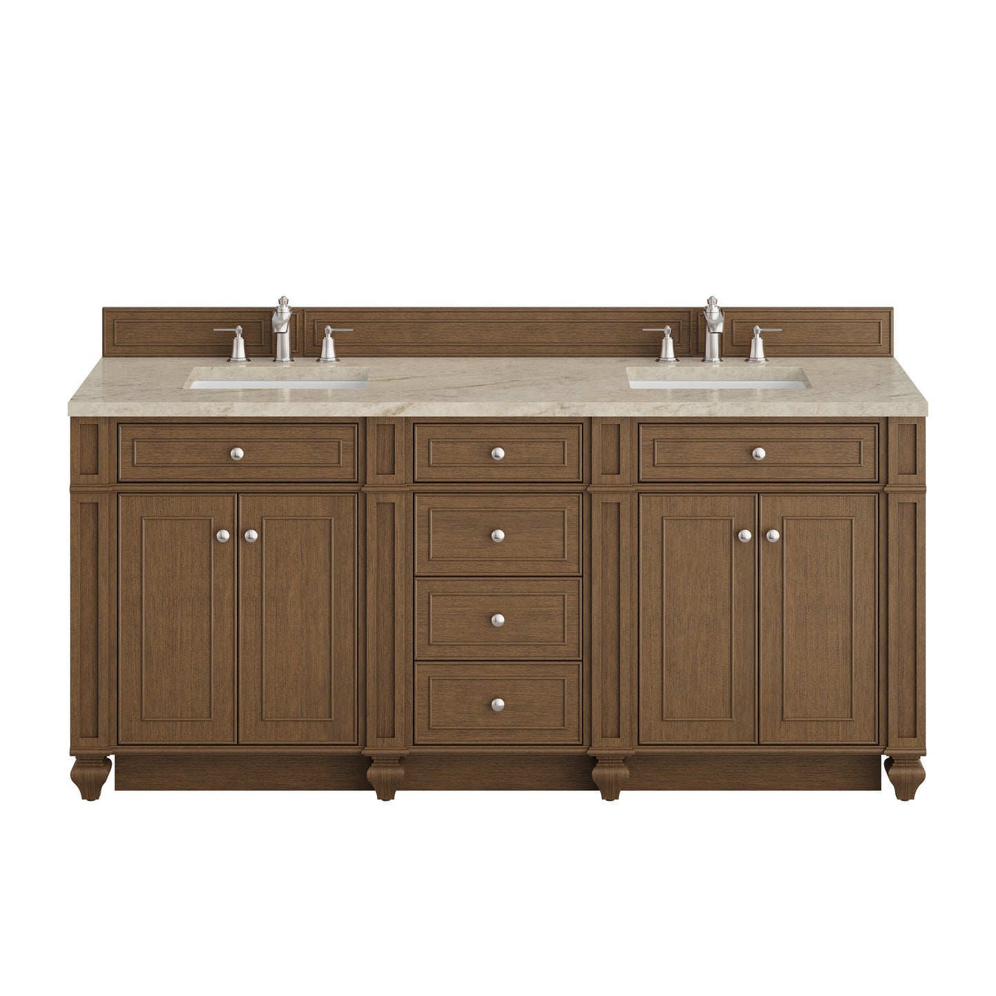Renovate for Less Atlanta Bristol 72" Double Vanity, Saddle Brown, w/ 3 CM Tajnar Eclos Top