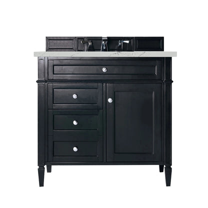 Brittany 36" Single Vanity, Black Onyx w/ 3 CM Ethereal Noctis Silestone Top