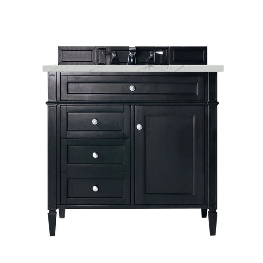 Brittany 36" Single Vanity, Black Onyx w/ 3 CM Ethereal Noctis Silestone Top
