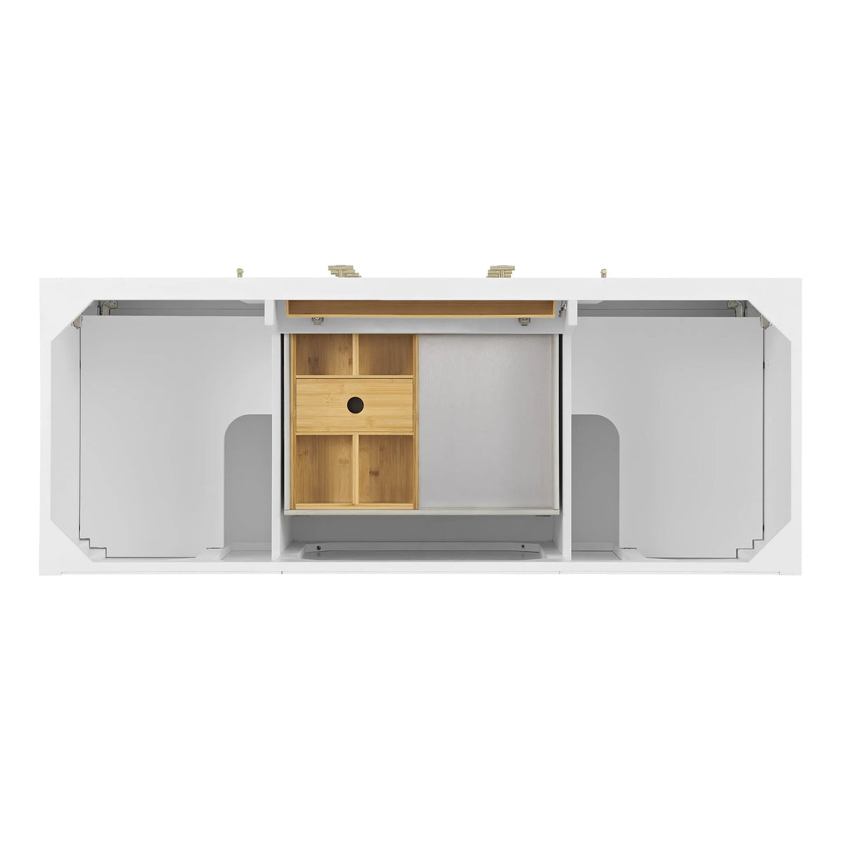 Myrrin 60" Double Vanity, Bright White w/ 3 CM Ethereal Noctis Silestone Top w/FreePower Wireless Charger