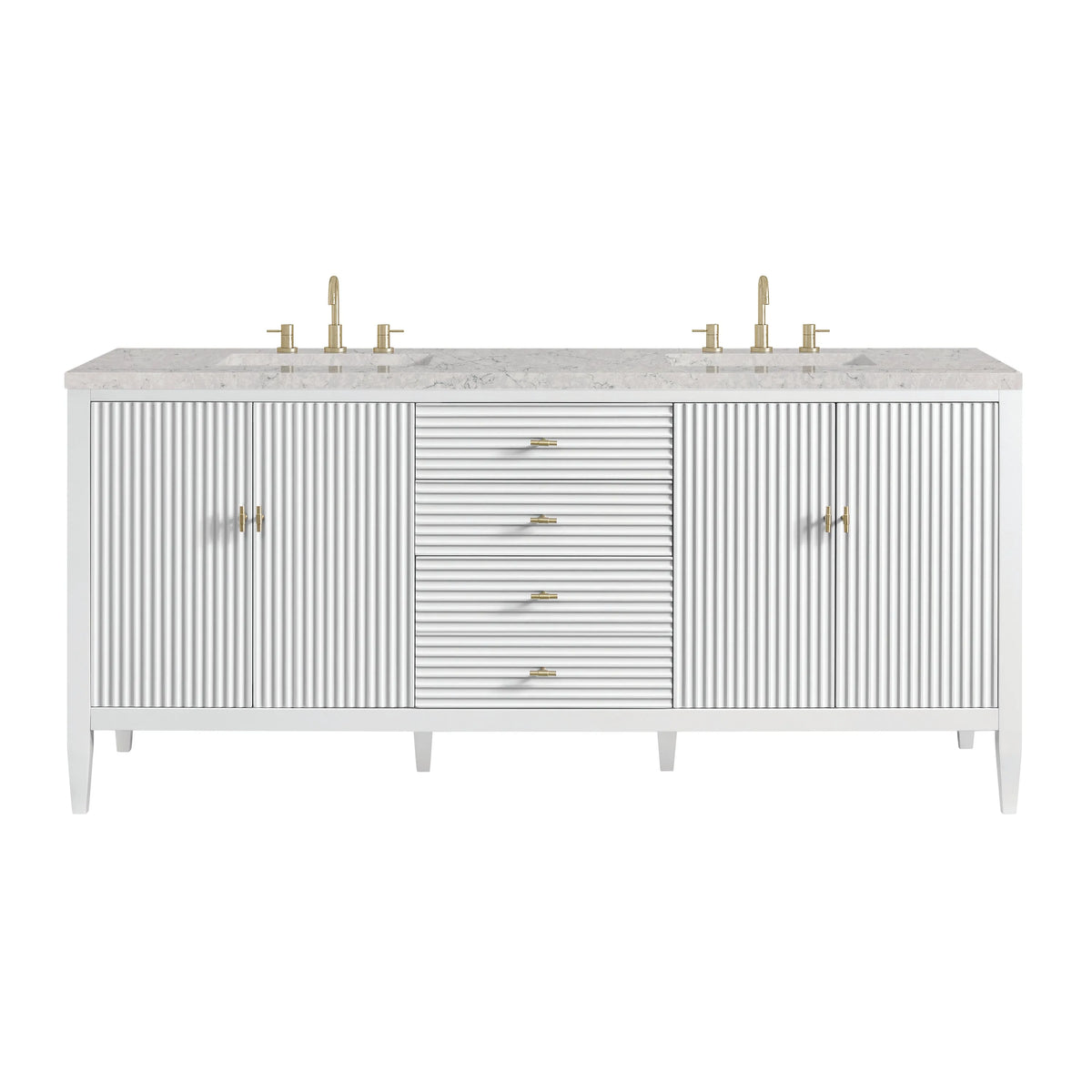 Myrrin 72" Double Vanity, Bright White w/ 3 CM Eternal Jasmine Pearl Silestone Top w/FreePower Wireless Charger