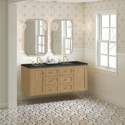 Renovate for Less Atlanta Laurent 60" Double Vanity, Light Natural Oak, w/ 3 CM Phantome Eclos Top