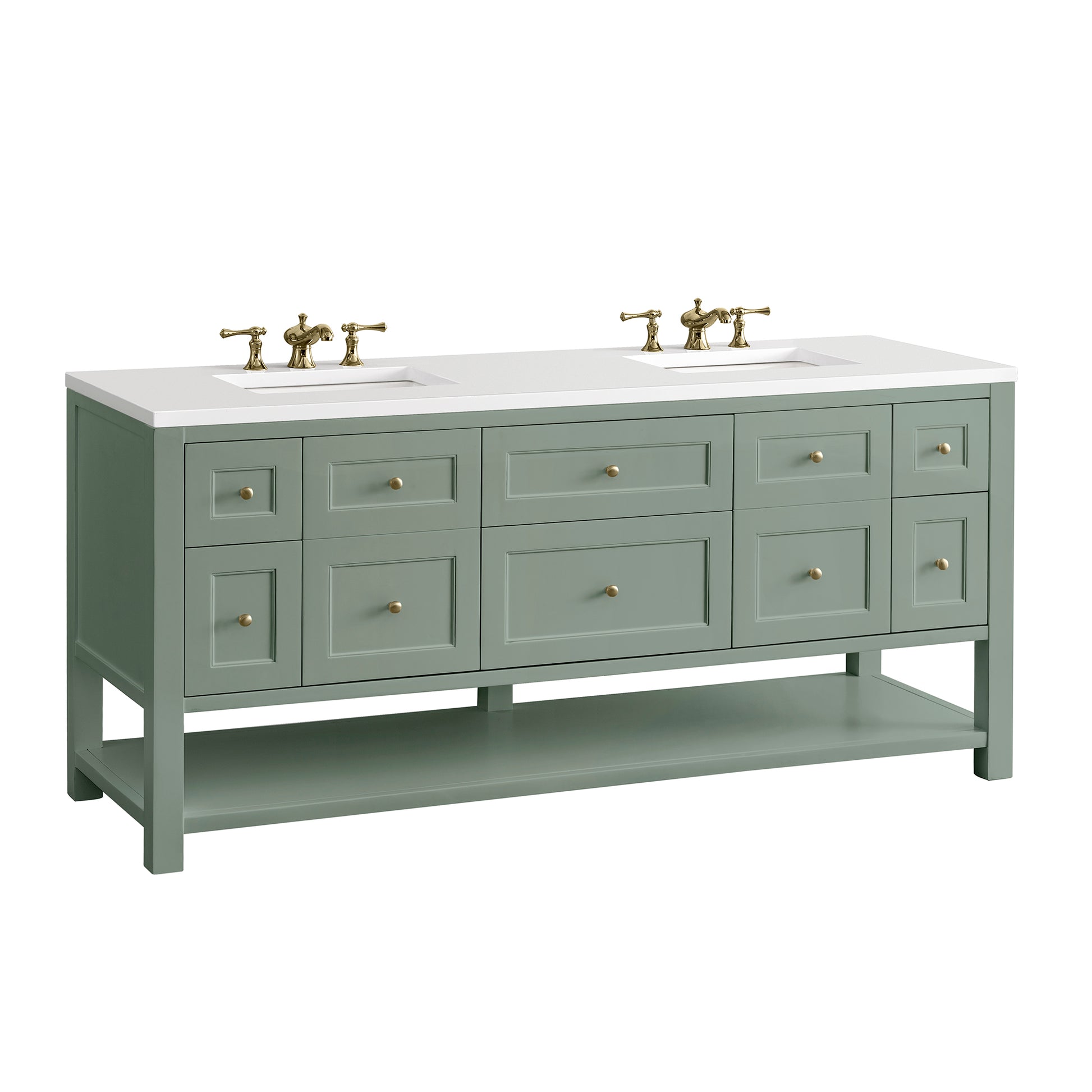 Renovate for Less Atlanta Breckenridge 72" Double Vanity, Smokey Celadon w/ 3 CM White Zeus Top