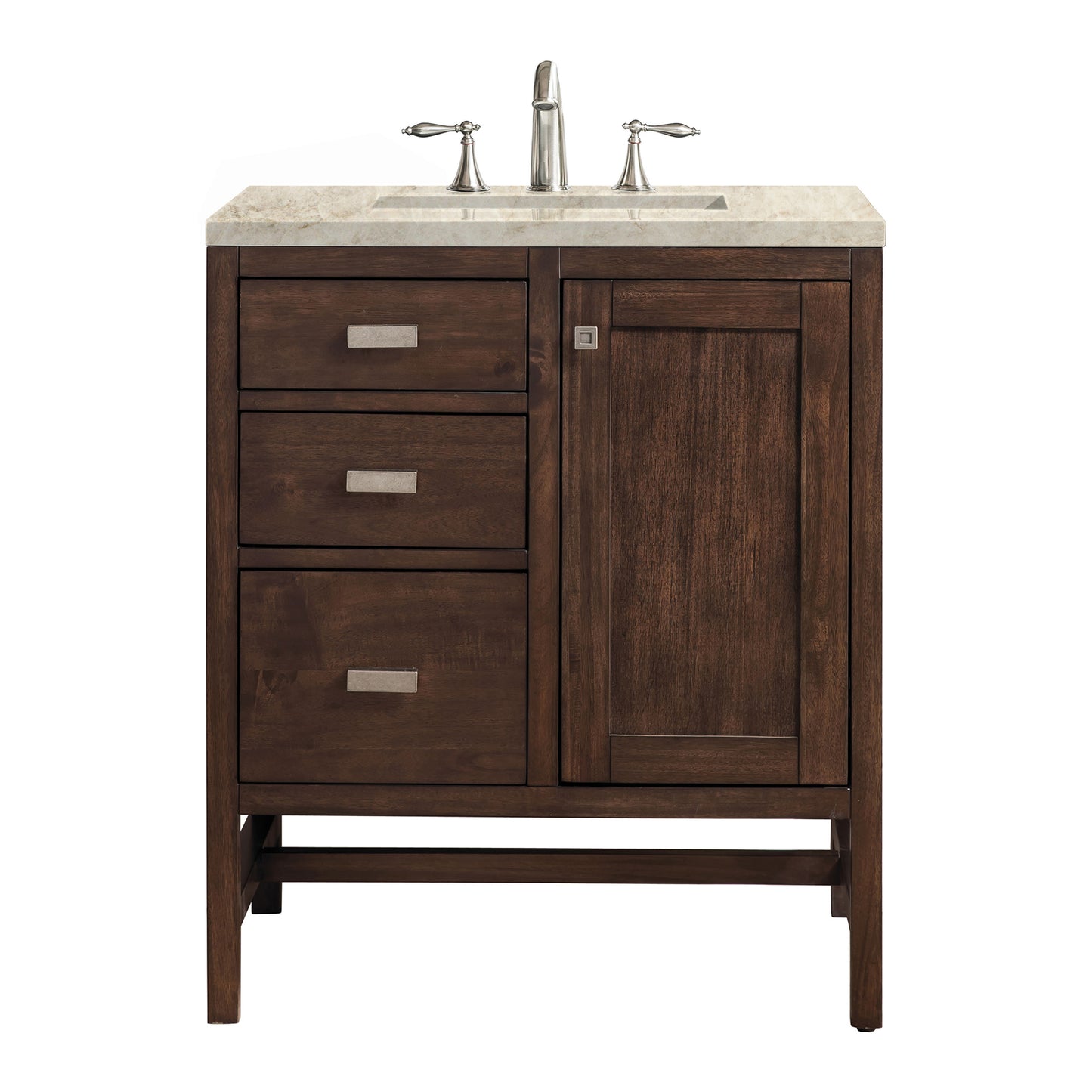 Renovate for Less Atlanta Addison 30" Single Vanity, Mid-Century Acacia, w/ 3 CM Tajnar Eclos Top