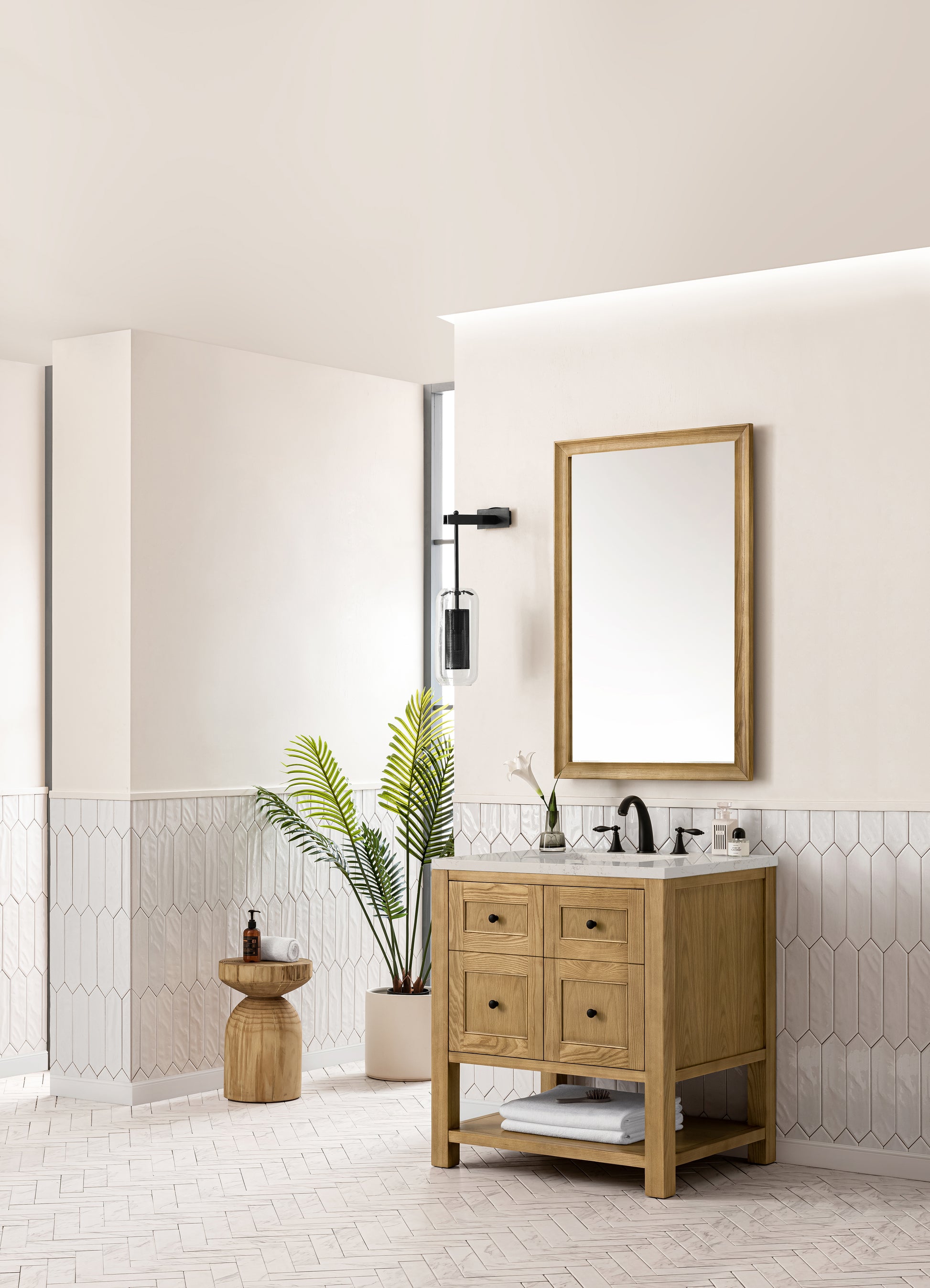 Renovate for Less Atlanta Breckenridge 30" Single Vanity, Light Natural Oak, w/ 3 CM Siberian Silestone Top