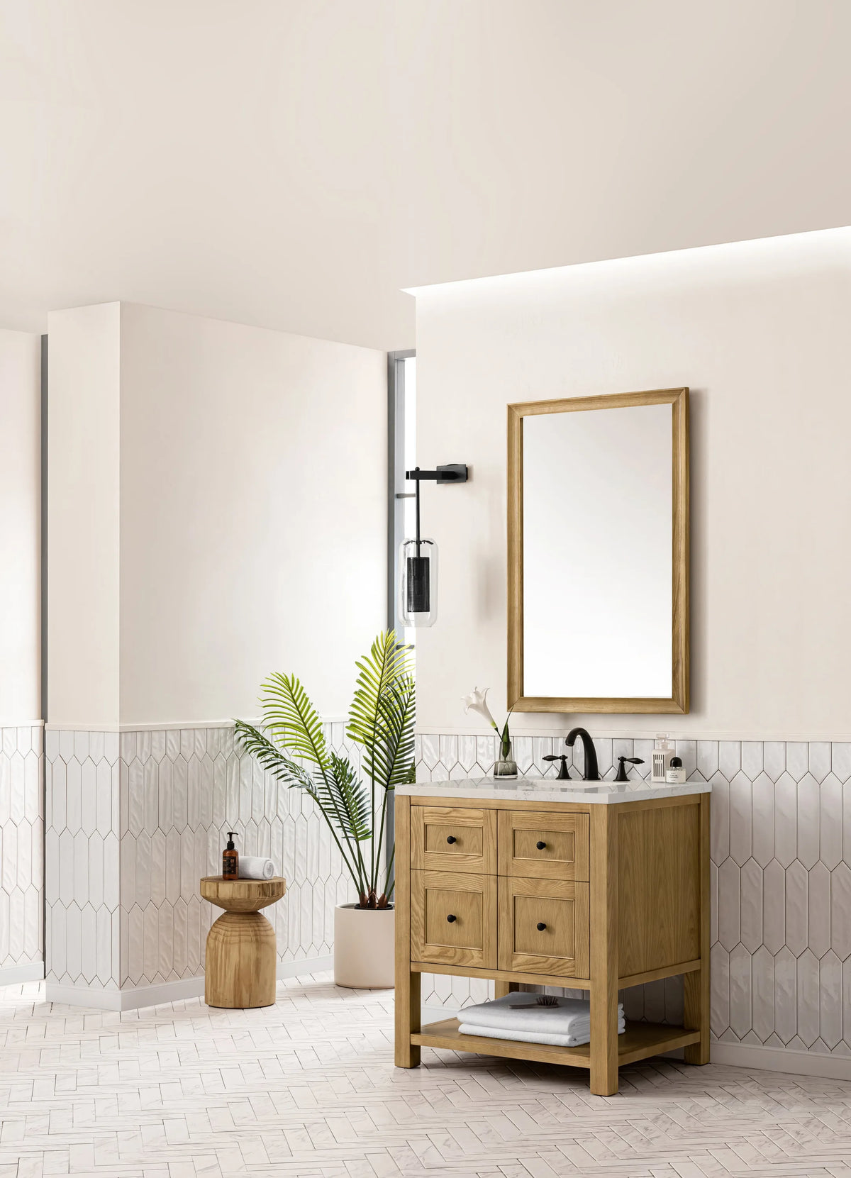 Breckenridge 30" Single Vanity, Light Natural Oak, w/ 3 CM Siberian Silestone Top