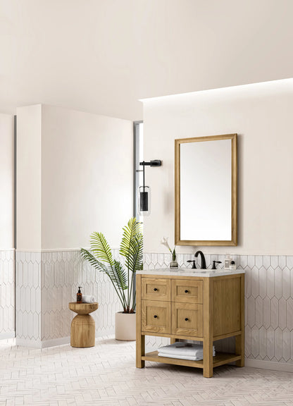 Breckenridge 30" Single Vanity, Light Natural Oak, w/ 3 CM Siberian Silestone Top