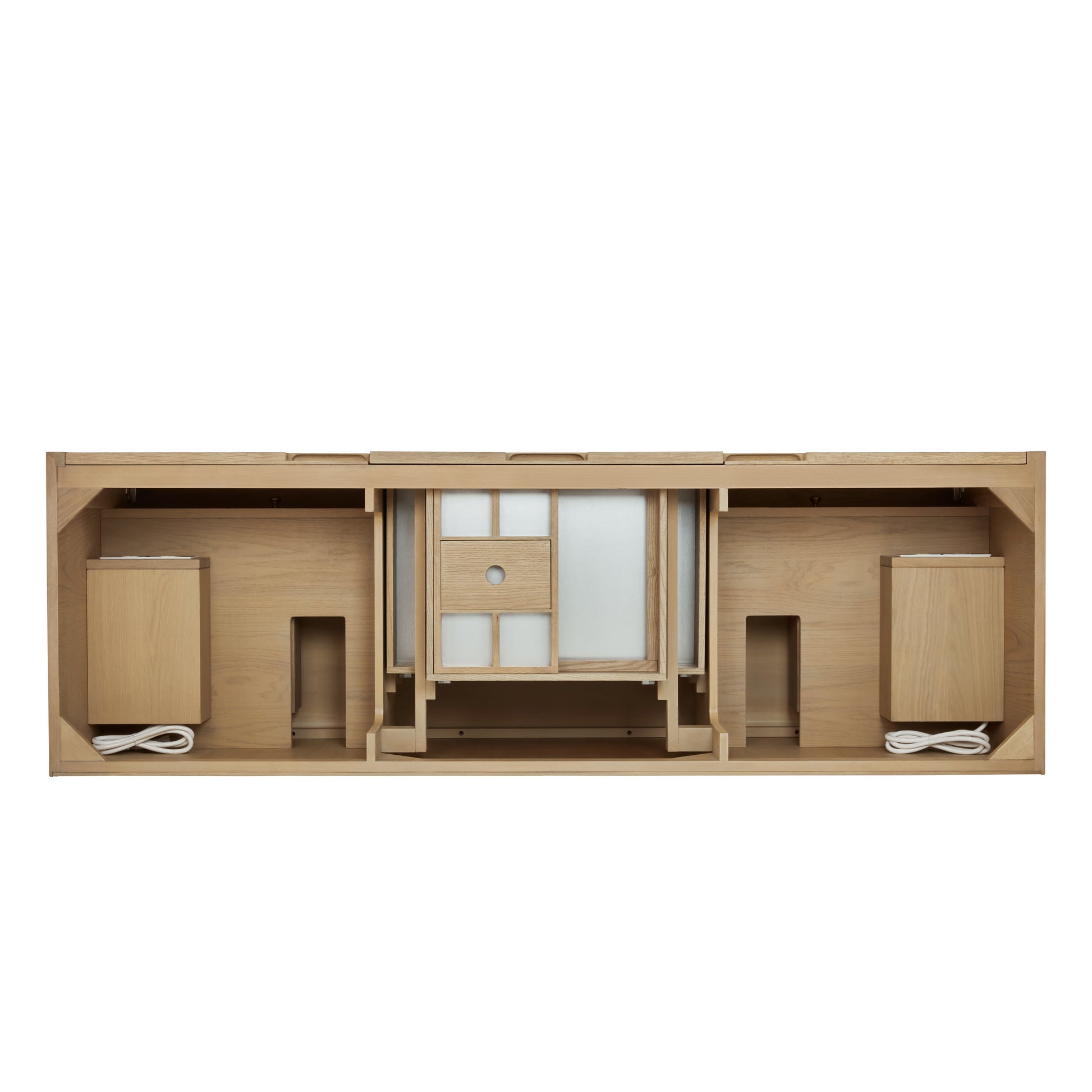 Renovate for Less Atlanta Solene 72" Double Vanity, Seaside Oak, w/ 3 CM Lime Delight Quartz Top