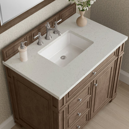 Renovate for Less Atlanta Bristol 36" Single Vanity, Whitewashed Walnut w/ 3 CM Lime Delight Silestone Top
