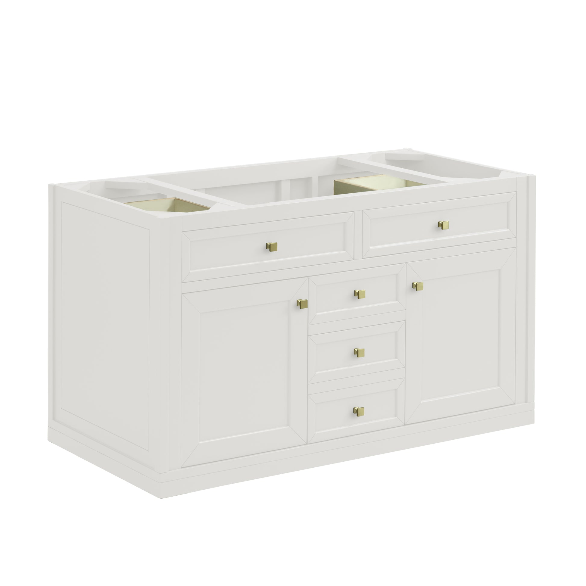 Renovate for Less Atlanta Chicago 48" Single Vanity, Glossy White, w/ 3 CM Tajnar Eclos Top w/FreePower Wireless Charger