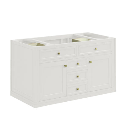 Renovate for Less Atlanta Chicago 48" Single Vanity, Glossy White, w/ 3 CM Victorian Silver Silestone® Top w/FreePower Wireless Charger