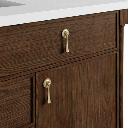 Renovate for Less Atlanta Kinnsden 48" Single Vanity, Sable Oak w/ 3 CM Tajnar Eclos Top