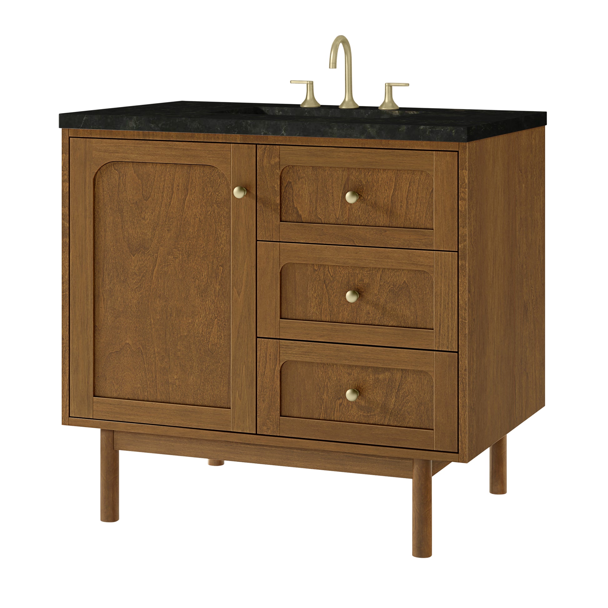 Renovate for Less Atlanta Laurent 36" Single Vanity, Honey Oak w/ 3 CM Phantome Eclos Top