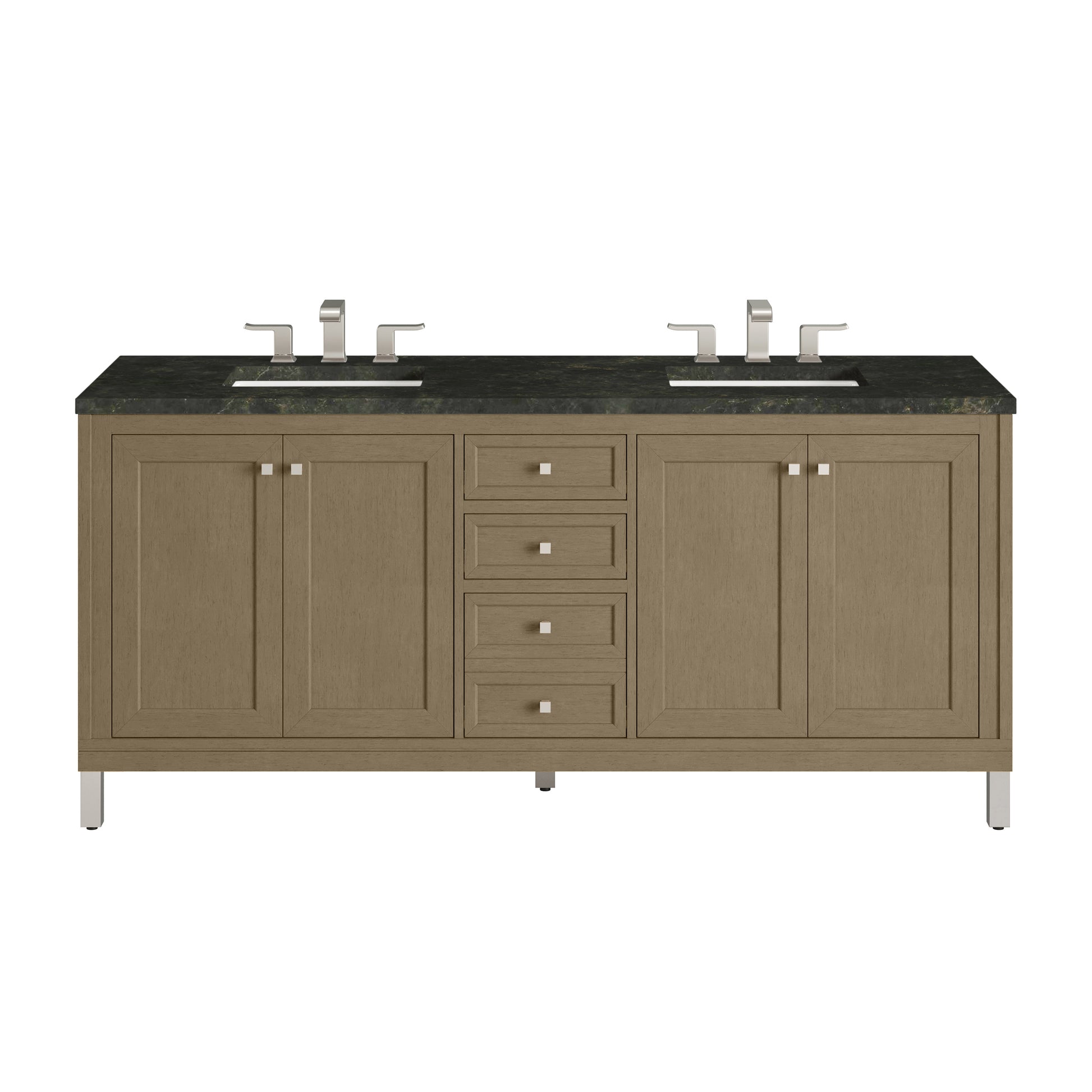 Renovate for Less Atlanta Chicago 72" Double Vanity, Walnut Whisper, w/ 3 CM Phantome Eclos Top