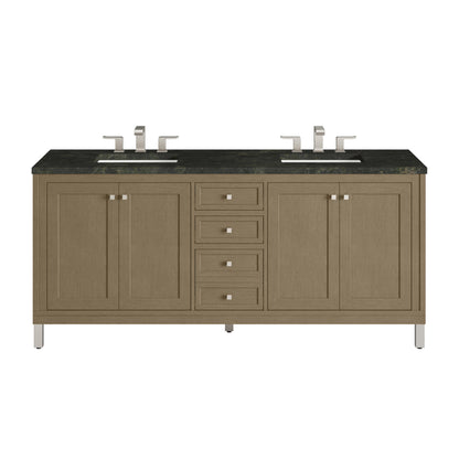Renovate for Less Atlanta Chicago 72" Double Vanity, Walnut Whisper, w/ 3 CM Phantome Eclos Top