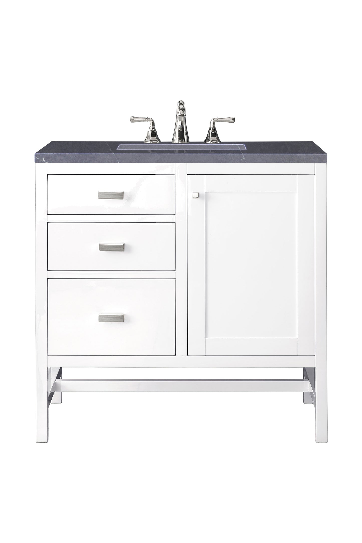 Renovate for Less Atlanta Addison 36" Single Vanity, Glossy White w/ 3 CM Charcoal Soapstone Silestone Top