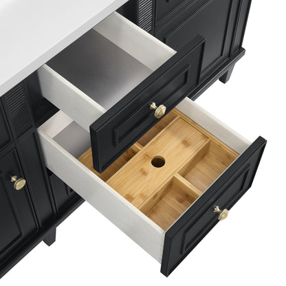 Renovate for Less Atlanta Lorelai 60" Double Vanity, Black Onyx w/ 3 CM Charcoal Soapstone Silestone Top