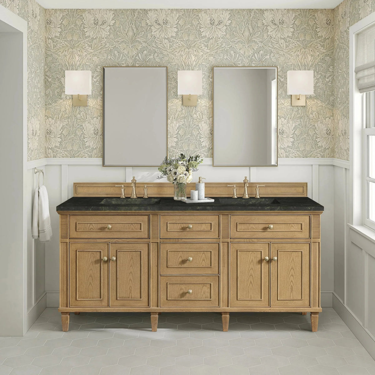 Lorelai 72" Double Vanity, Light Natural Oak, w/ 3 CM Phantome Eclos Top